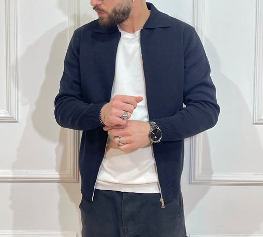 MAGLIA ZIP BLU