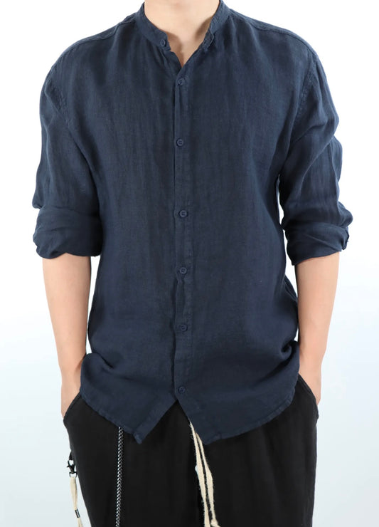 CAMICIA 100% LINO BLU