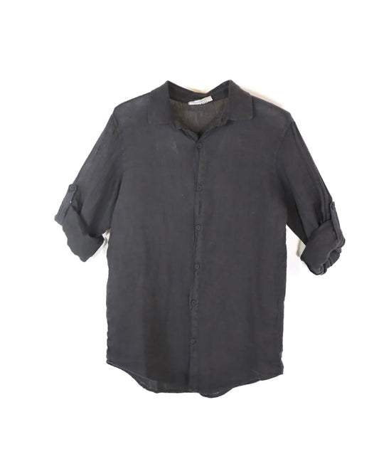 CAMICIA NERA 100% LINO
