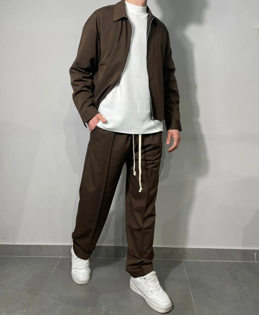 COORDINATO MARRONE CON GIACCA ZIP