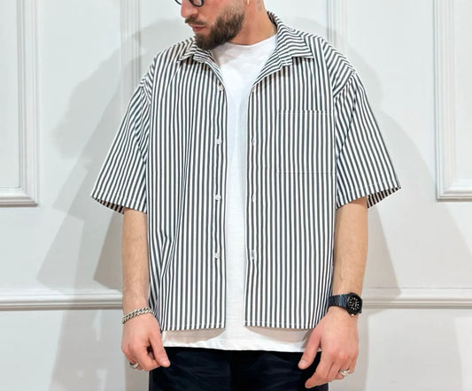 CAMICIA A RIGHE CROP OVER