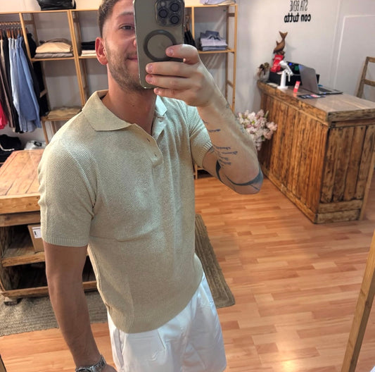 POLO BEIGE TRAFORATA