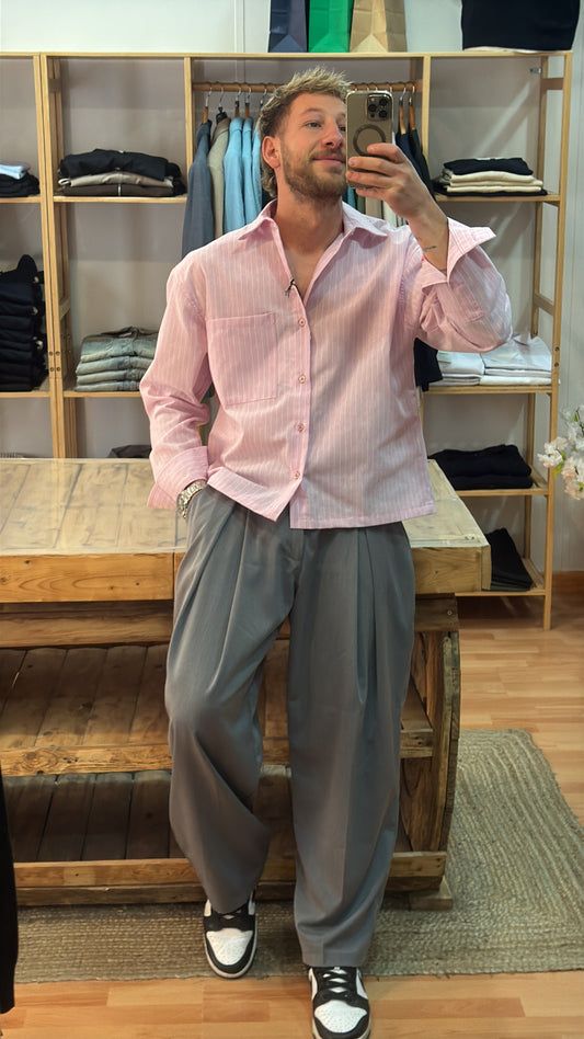CAMICIA CROP ROSA